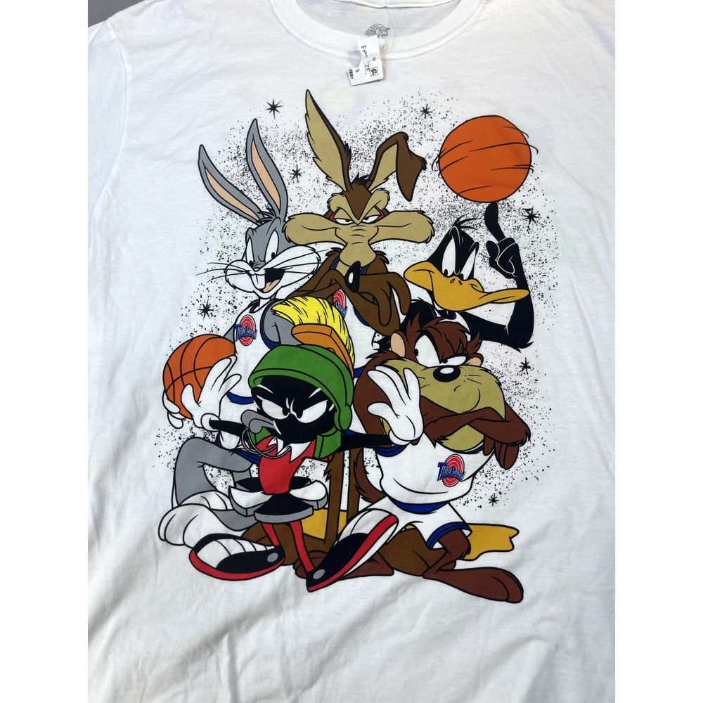Space Jam Looney Tunes Shirt XL Mens White Taz Bugs Bunny Front And Back‎